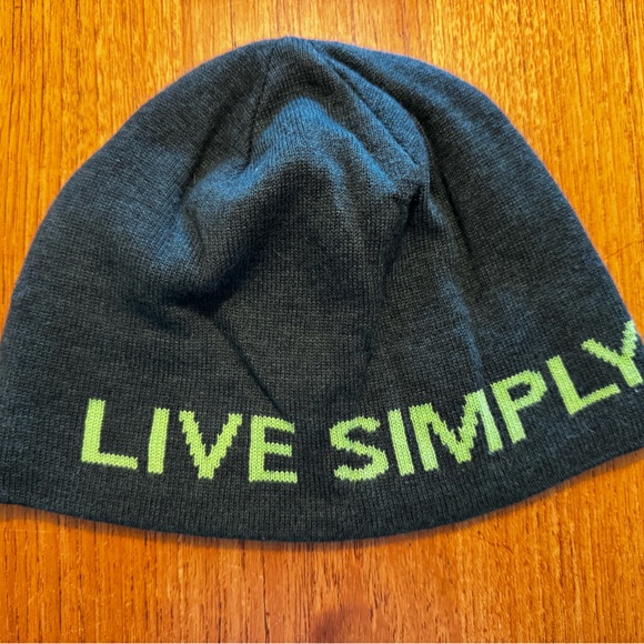 Patagonia Other - Patagonia Dark Gray Beanie with Bright Green Accents
